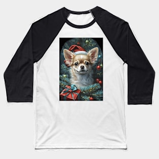 Chihuahua Dog Santa Holiday Christmas Card, Stickers, Magnets Baseball T-Shirt